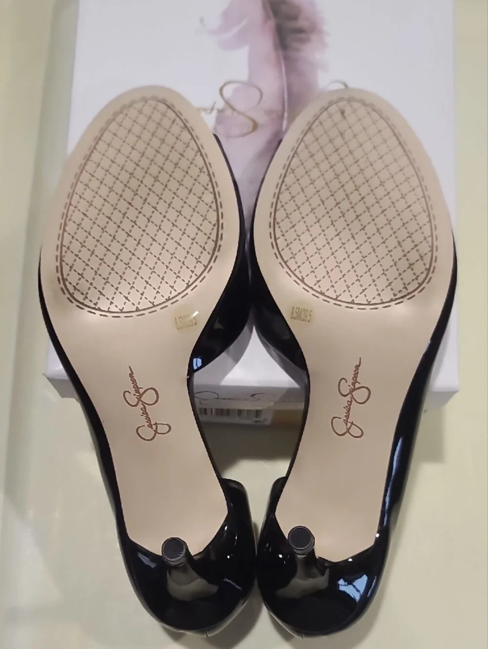 Jessica Simpson Black Patent Open-Toe Heels